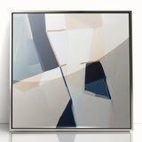 Geometric Abstract Wall Decor – Navy and Beige Minimalist Canvas