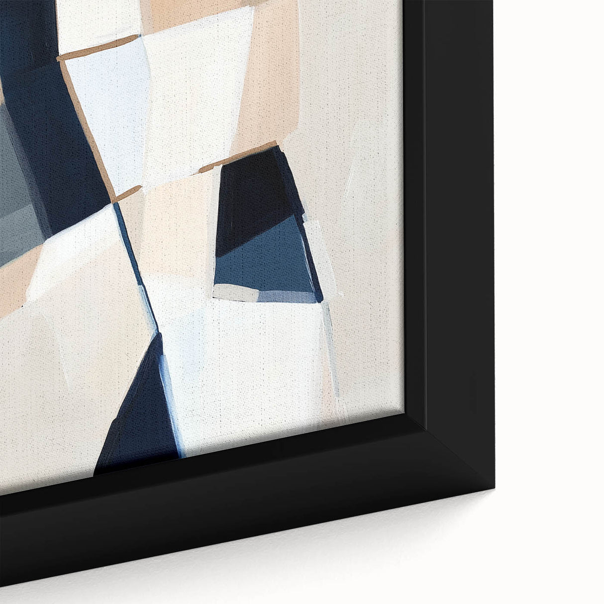Geometric Abstract Wall Decor – Navy and Beige Minimalist Canvas