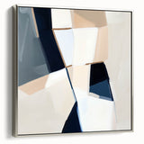 Geometric Abstract Wall Decor – Navy and Beige Minimalist Canvas