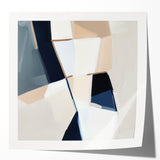 Geometric Abstract Wall Decor – Navy and Beige Minimalist Canvas