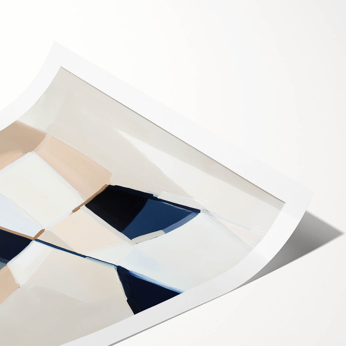 Geometric Abstract Wall Decor – Navy and Beige Minimalist Canvas
