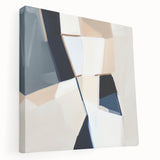 Geometric Abstract Wall Decor – Navy and Beige Minimalist Canvas