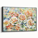 Romantic Floral Wall Art – Impressionist Rose Canvas for Living Room