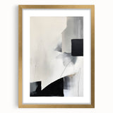 Abstract minimalist wall art framed in gold, showcasing soft pastel colors and geometric shapes, ideal for modern home décor and stylish interiors.