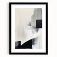 Abstract minimalist wall art framed with a mat, showcasing soft neutral tones and geometric shapes, perfect for modern home decor and artistic expression.
