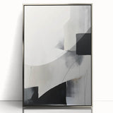 Framed abstract minimalist wall art in silver acrylic, showcasing fluid shapes and a modern aesthetic, perfect for contemporary home decor.