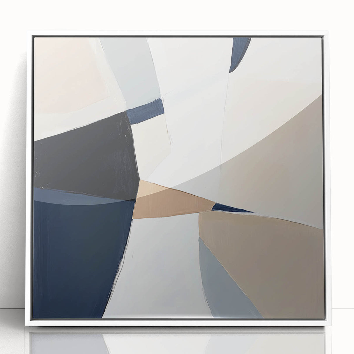 Minimalist Abstract Wall Art – Neutral Beige and Navy Canvas