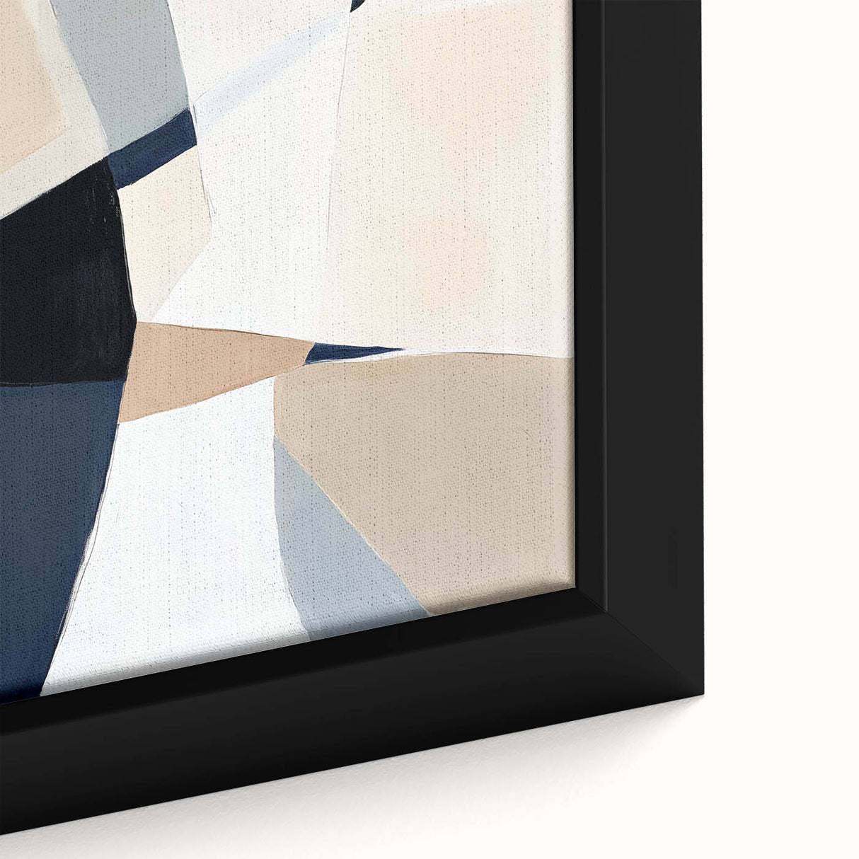 Minimalist Abstract Wall Art – Neutral Beige and Navy Canvas