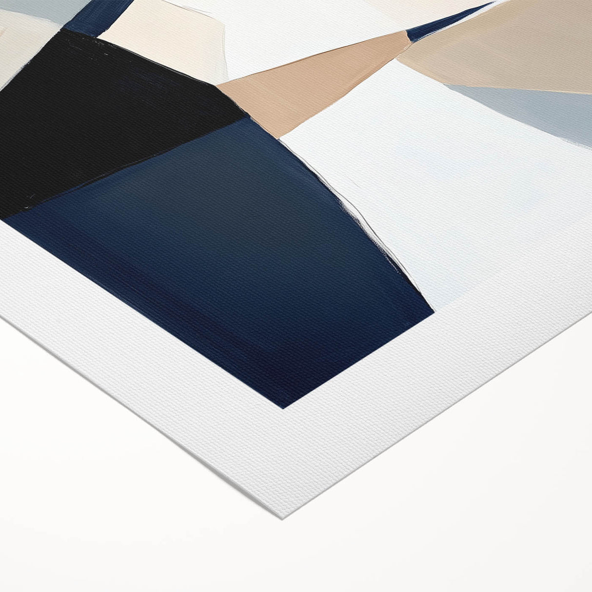 Minimalist Abstract Wall Art – Neutral Beige and Navy Canvas