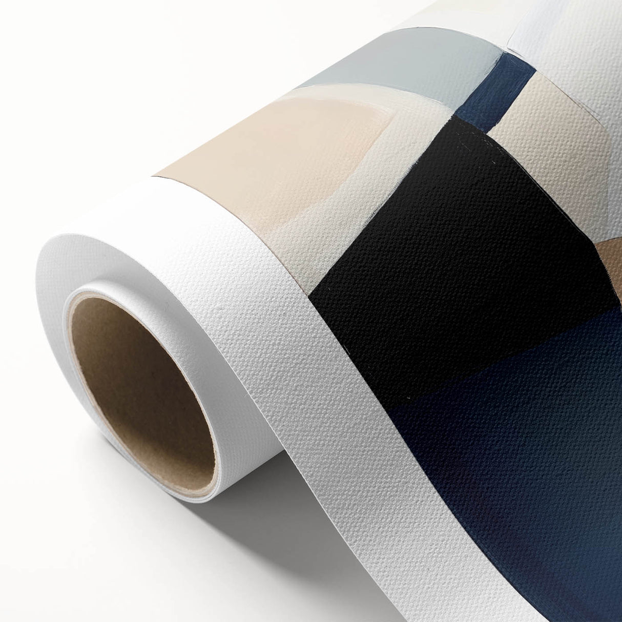Minimalist Abstract Wall Art – Neutral Beige and Navy Canvas