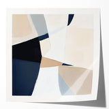 Minimalist Abstract Wall Art – Neutral Beige and Navy Canvas