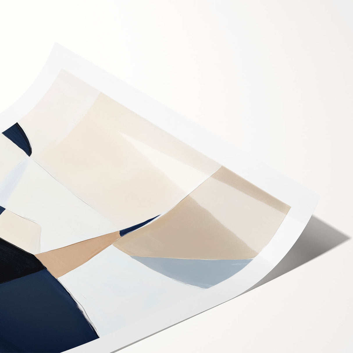 Minimalist Abstract Wall Art – Neutral Beige and Navy Canvas