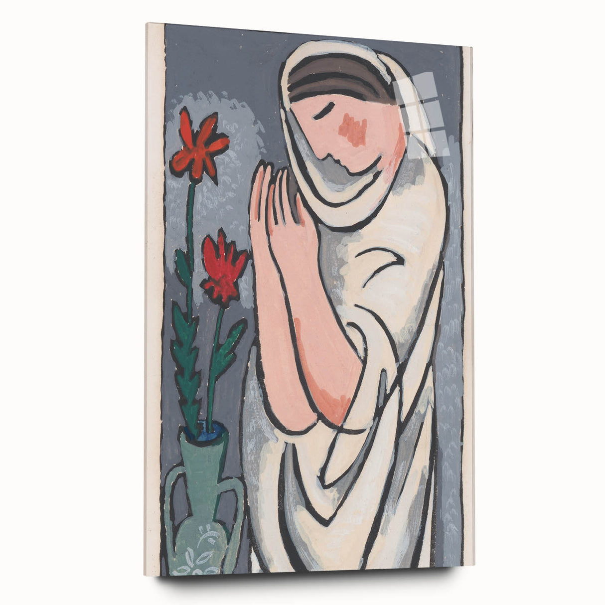 Modern Minimalist Wall Art - Woman with Flowers Abstract Print