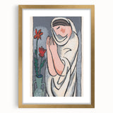 Modern Minimalist Wall Art - Woman with Flowers Abstract Print