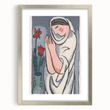 Modern Minimalist Wall Art - Woman with Flowers Abstract Print