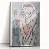 Modern Minimalist Wall Art - Woman with Flowers Abstract Print