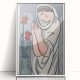Modern Minimalist Wall Art - Woman with Flowers Abstract Print