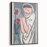 Modern Minimalist Wall Art - Woman with Flowers Abstract Print