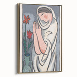 Modern Minimalist Wall Art - Woman with Flowers Abstract Print