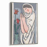 Modern Minimalist Wall Art - Woman with Flowers Abstract Print