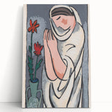 Modern Minimalist Wall Art - Woman with Flowers Abstract Print