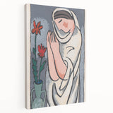 Modern Minimalist Wall Art - Woman with Flowers Abstract Print