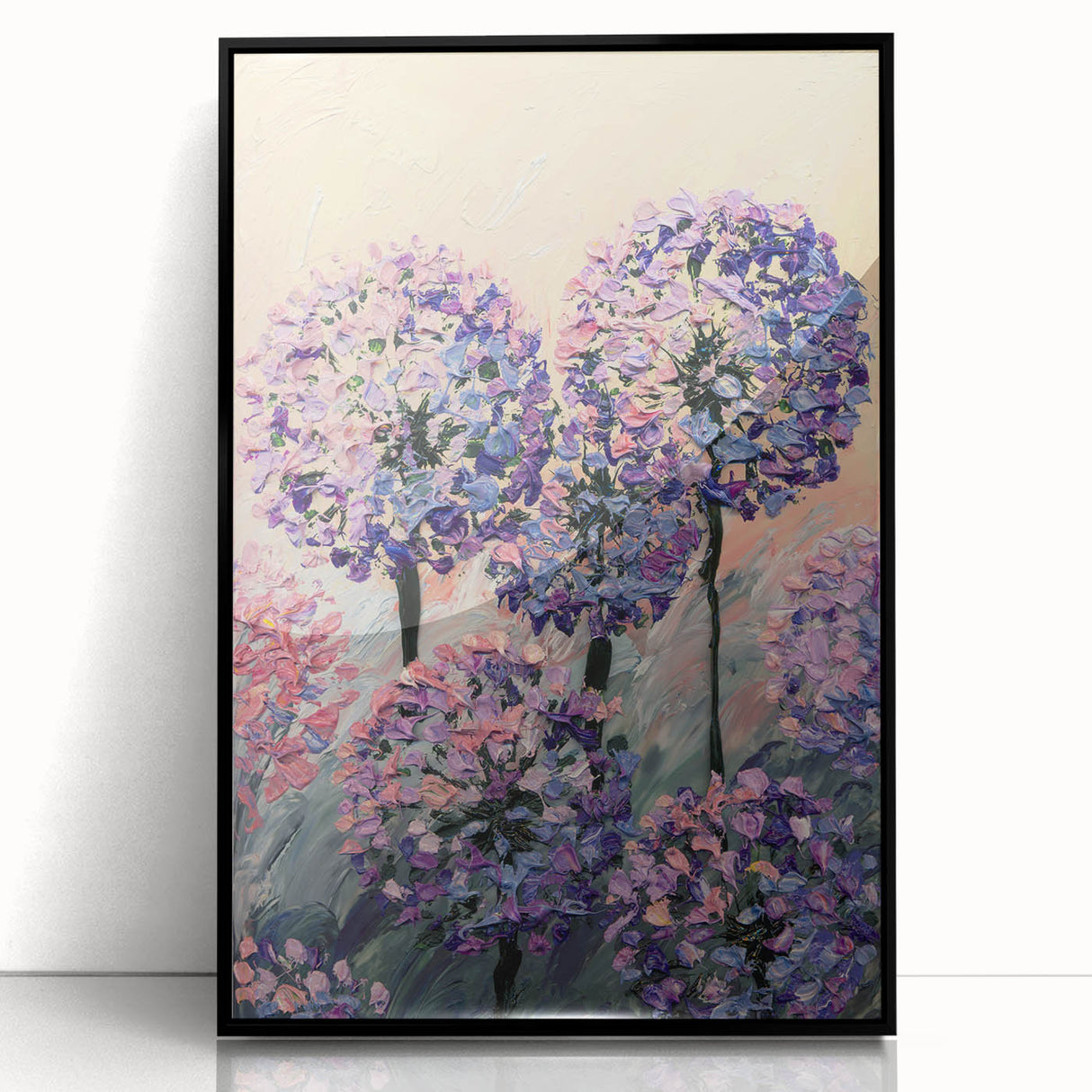 Textured Floral Wall Art – Purple and Pink Hydrangea Canvas