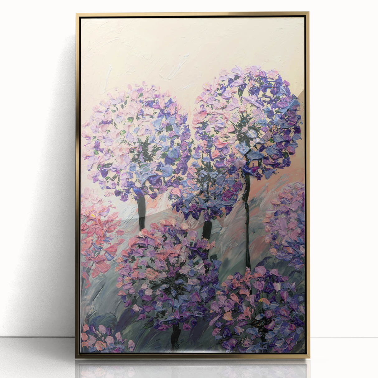 Textured Floral Wall Art – Purple and Pink Hydrangea Canvas