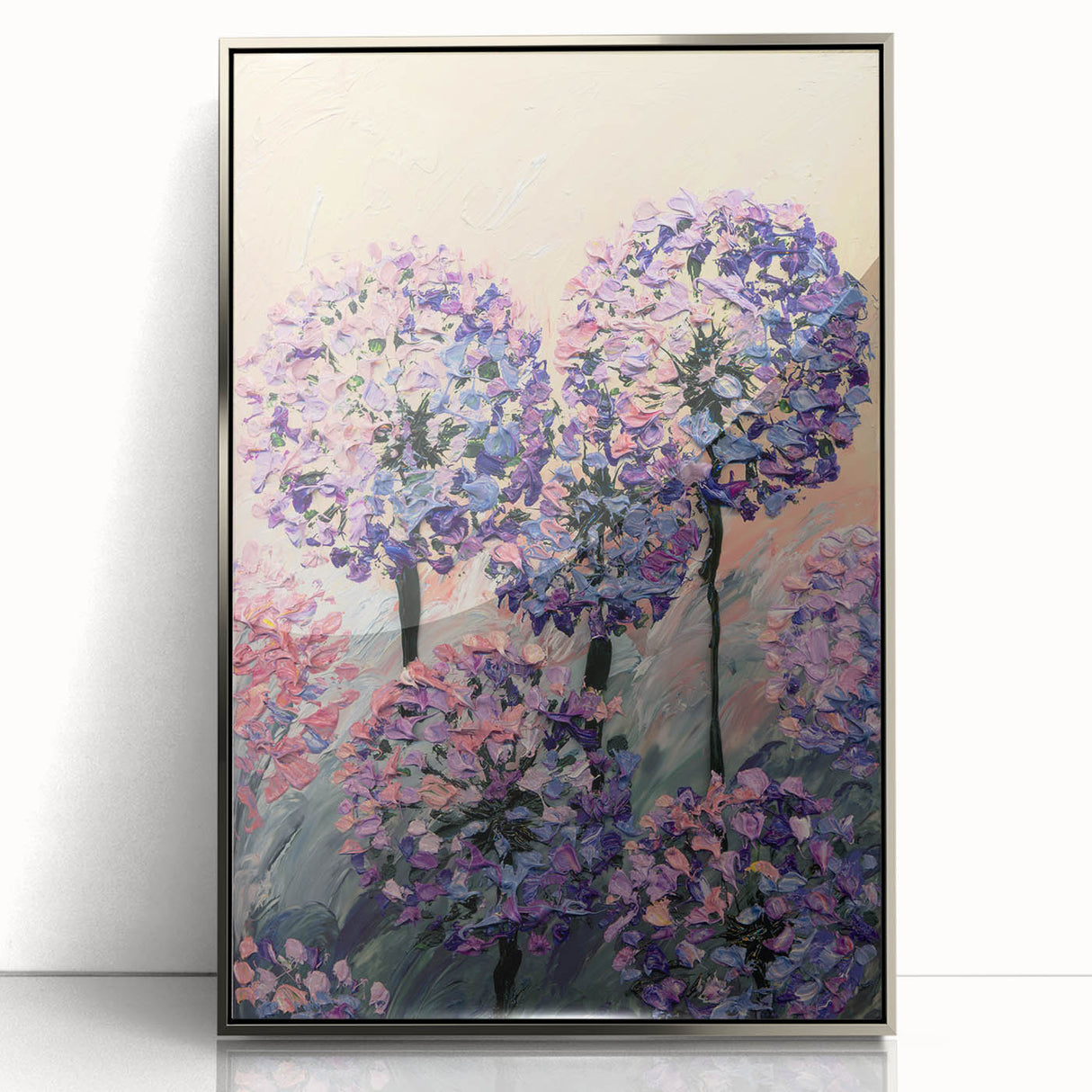 Textured Floral Wall Art – Purple and Pink Hydrangea Canvas