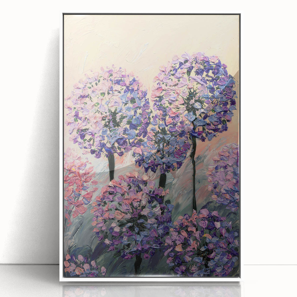 Textured Floral Wall Art – Purple and Pink Hydrangea Canvas
