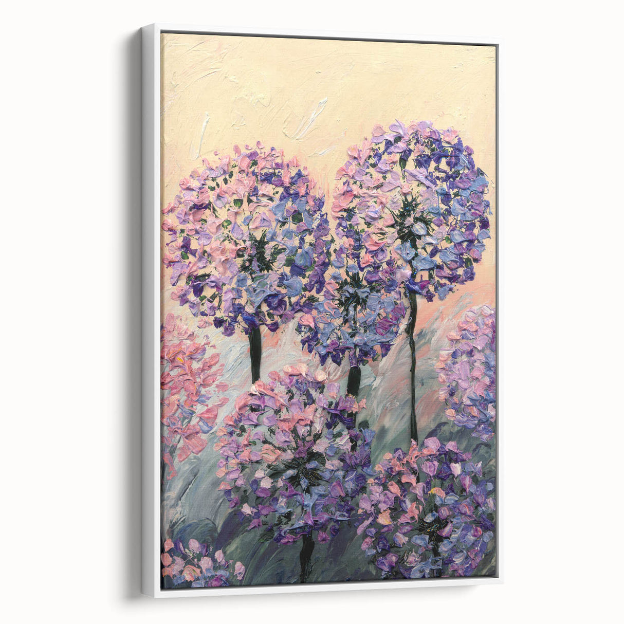 Textured Floral Wall Art – Purple and Pink Hydrangea Canvas
