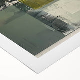 Abstract minimalist wall art print on rolled canvas, showcasing soft pastel colors and geometric shapes, designed to enhance contemporary home decor.