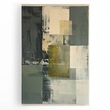 Abstract minimalist wall art on stretched canvas showcasing soft pastel colors and geometric shapes, perfect for modern home decor. Ideal for living spaces or offices.