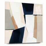 Large Abstract Wall Art – Modern Beige and Navy Canvas Composition