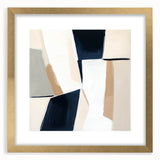 Large Abstract Wall Art – Modern Beige and Navy Canvas Composition
