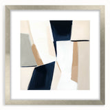 Large Abstract Wall Art – Modern Beige and Navy Canvas Composition