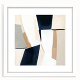 Large Abstract Wall Art – Modern Beige and Navy Canvas Composition