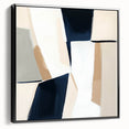Large Abstract Wall Art – Modern Beige and Navy Canvas Composition