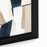 Large Abstract Wall Art – Modern Beige and Navy Canvas Composition