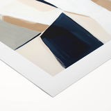 Large Abstract Wall Art – Modern Beige and Navy Canvas Composition