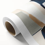 Large Abstract Wall Art – Modern Beige and Navy Canvas Composition