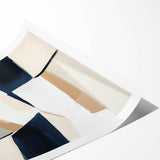 Large Abstract Wall Art – Modern Beige and Navy Canvas Composition