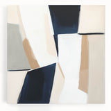 Large Abstract Wall Art – Modern Beige and Navy Canvas Composition