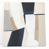 Large Abstract Wall Art – Modern Beige and Navy Canvas Composition