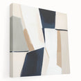 Large Abstract Wall Art – Modern Beige and Navy Canvas Composition