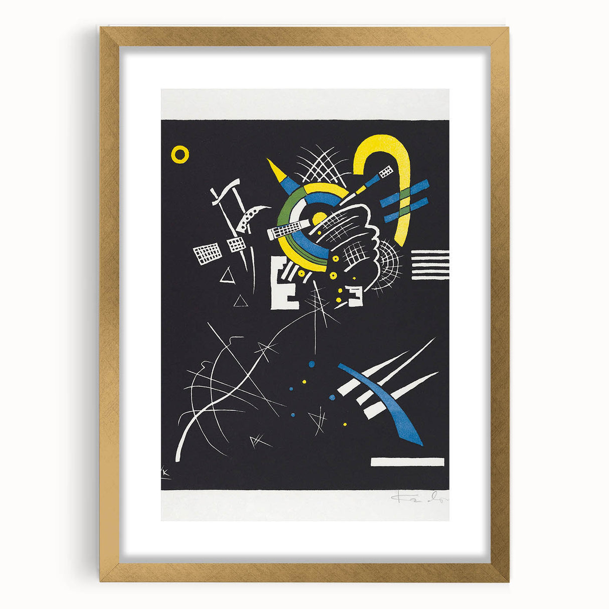 Abstract Geometric Modern Wall Art - Bold Black and Yellow Print