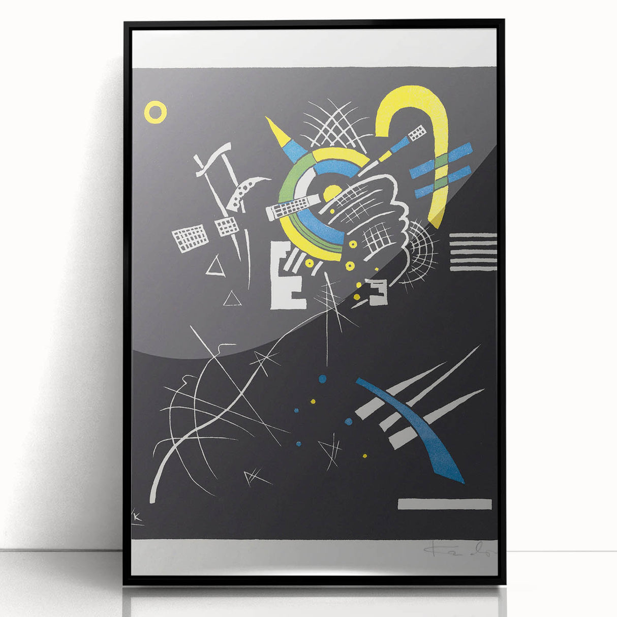 Abstract Geometric Modern Wall Art - Bold Black and Yellow Print