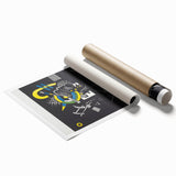 Abstract Geometric Modern Wall Art - Bold Black and Yellow Print