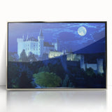 Framed acrylic print showcasing a stunning landscape of a historic castle set against a serene backdrop, featuring vibrant colors and intricate details. Ideal for home decor enthusiasts seeking to enhance their living space with elegant artwork.