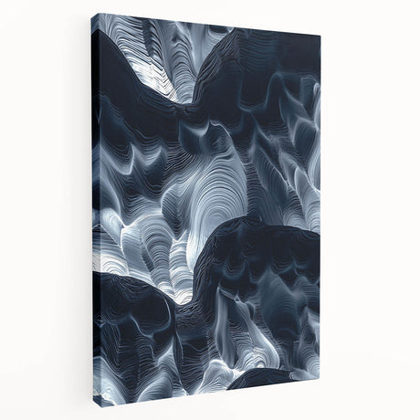 Stretched canvas artwork showcasing a vibrant landscape with intricate cave formations, ideal for enhancing home decor, featuring earthy tones and natural textures.
